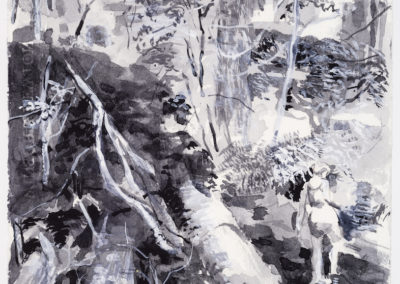 Study: Past the Fallen Tree (dark) 2017 Aquarelle sur papier / Watercolour on paper, 27.94 x 27.94 cm / 11" x 11"